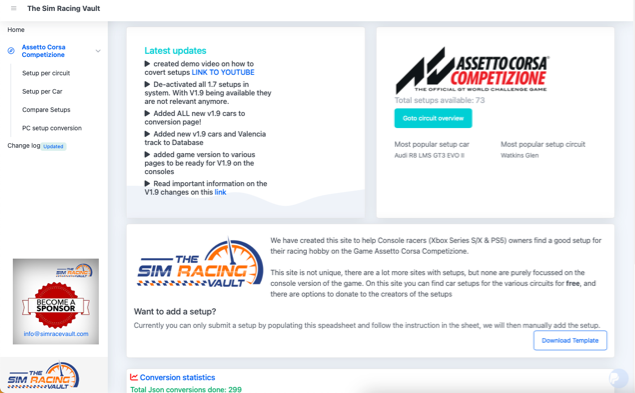 Sim Racing Vault website